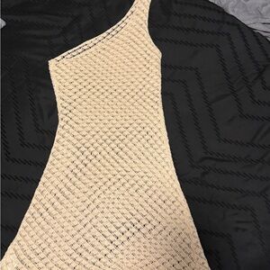 Cream One-Shoulder cover up / dress